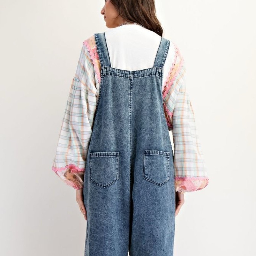 Easel Blue Denim Overalls with Whimsical Butterfly Accents - Picture 6 of 7